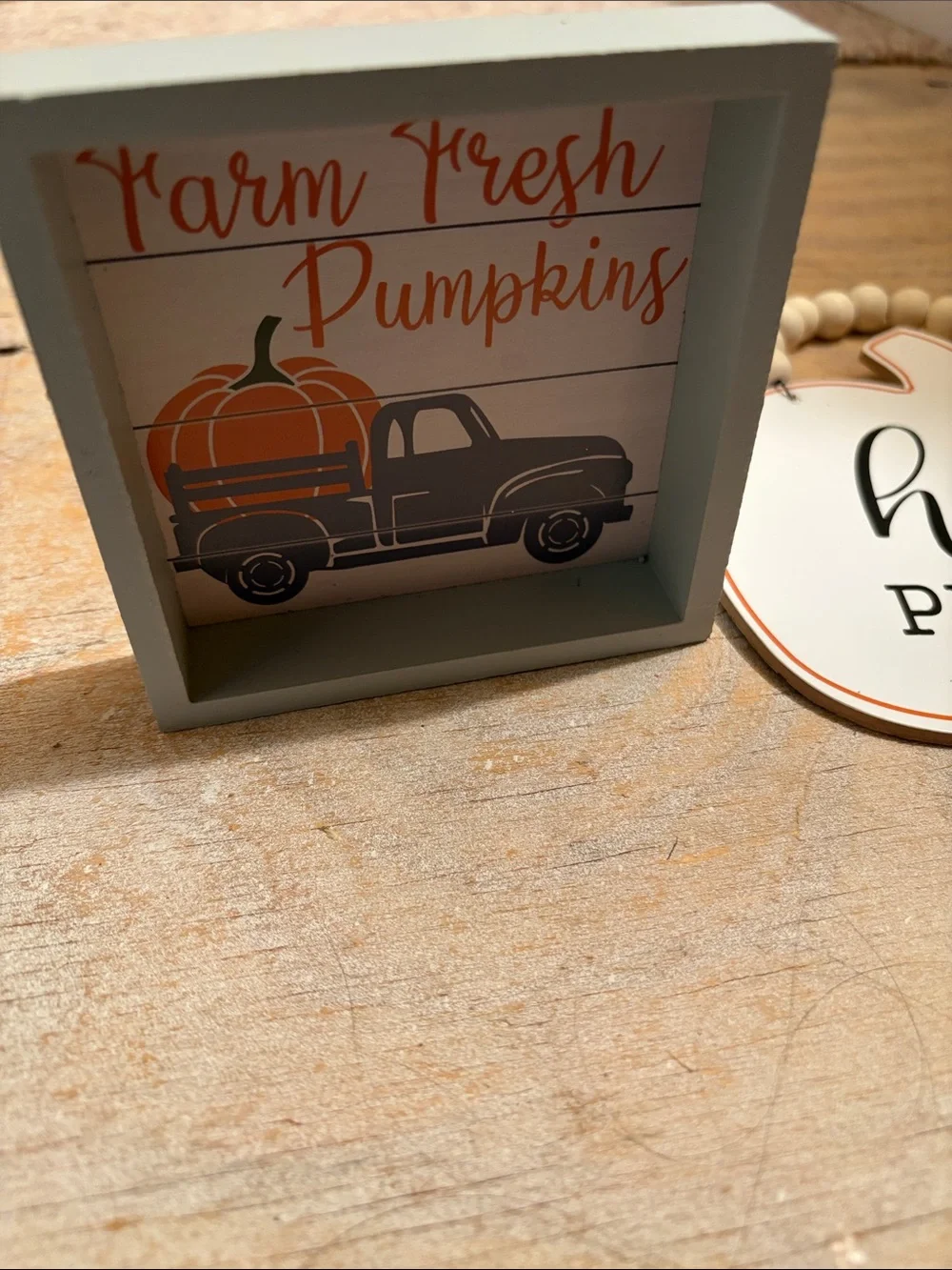 Hello Pumpkin Wood Pumpkin Wall Sign - White